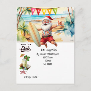 Carte Postale PÈRE NOËL à la plage Réservez la date