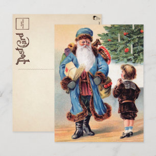Carte Postale Père Noël à Robes Bleues Victoriennes
