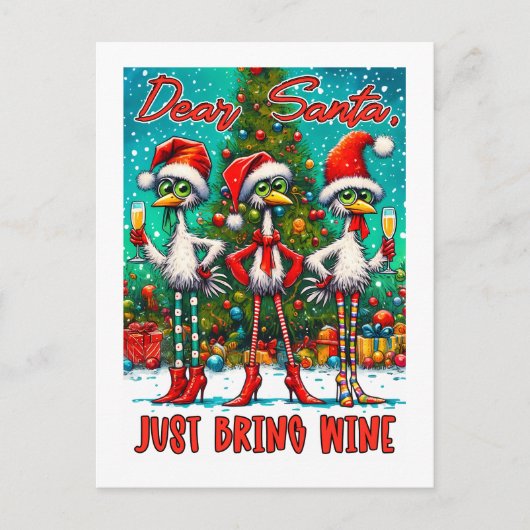 Carte Postale Père Noël Apporte Juste du Vin (Devant)