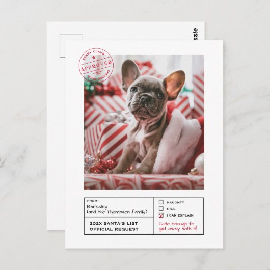 Carte Postale Père Noël Approuvée Naughty ou Nice (Devant / Derrière)