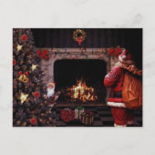 Carte Postale Père Noël avec arbre de Noël (Devant)