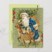 CARTE POSTALE PÈRE NOËL AVEC DES CADEAUX DE CERFS ET DE NOËL EN  (Devant / Derrière)
