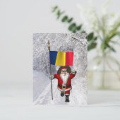Carte Postale Père Noël Avec Drapeau Roumanie (Debout devant)