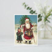 Carte Postale Père Noël avec petite fille, Joyeux Noël (Debout devant)