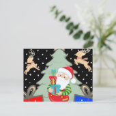 Carte Postale Père Noël avec présents (Debout devant)