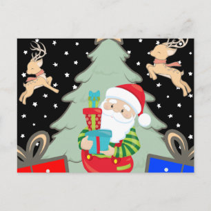 Carte Postale Père Noël avec présents