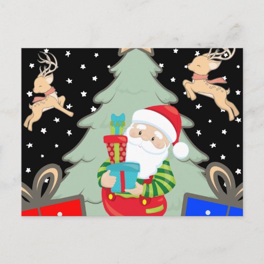 Carte Postale Père Noël avec présents (Devant)