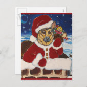 Carte postale Père Noël berger allemand (Devant / Derrière)