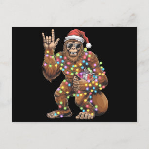 Carte Postale Père Noël Bigfoot lumières de Noël Rock amusant