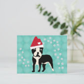 Carte Postale Père Noël Cartoon Boston Terrier (Debout devant)