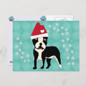 Carte Postale Père Noël Cartoon Boston Terrier (Devant / Derrière)