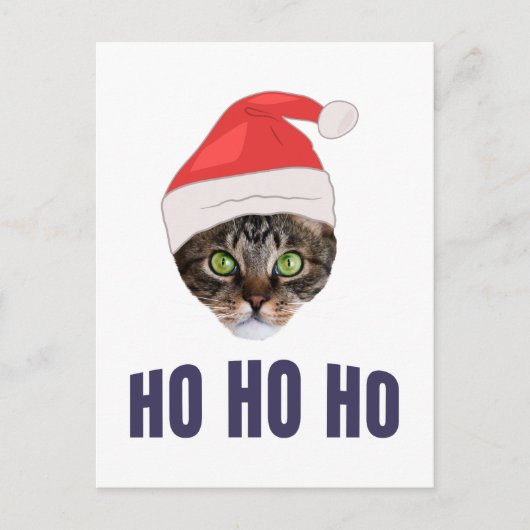 Carte Postale Père Noël Chat avec Santa hat, Ho Ho ho ho Invitat (Devant)