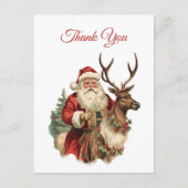 Carte Postale Père Noël classique chevauchant un renne Merci (Devant)