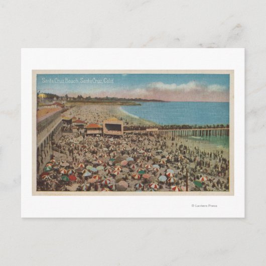 Carte Postale Père Noël Cruz, CA - Scène de plage pleine de gens (Devant)