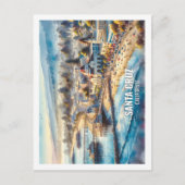 Carte Postale Père Noël Cruz California USA Famous Place aquarel (Devant)