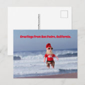 Carte postale - Père Noël dans les vagues (Devant / Derrière)