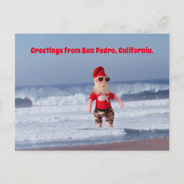 Carte postale - Père Noël dans les vagues