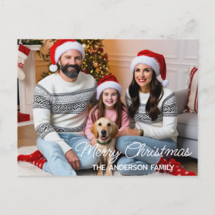 Carte Postale Père Noël de Noël de famille avec cadeaux Photo pe