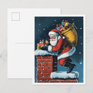 Carte Postale Père Noël de Noël vintage nostalgique