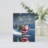 Carte Postale Père Noël dévale les pentes (Debout devant)