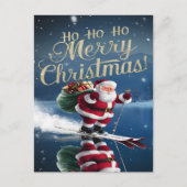 Carte Postale Père Noël dévale les pentes (Devant)