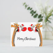 Carte Postale Père Noël drôle sur girafe Joyeux Noël (Debout devant)