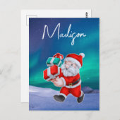 Carte Postale Père Noël est en route Northern Lights Christmas (Devant / Derrière)