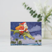 Carte Postale Père Noël et Alligator (Debout devant)