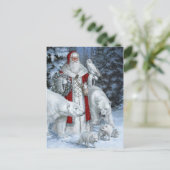 Carte Postale Père Noël et animaux blancs (Debout devant)