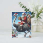 Carte Postale Père Noël et l'autruche (Debout devant)