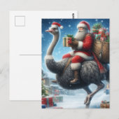 Carte Postale Père Noël et l'autruche (Devant / Derrière)