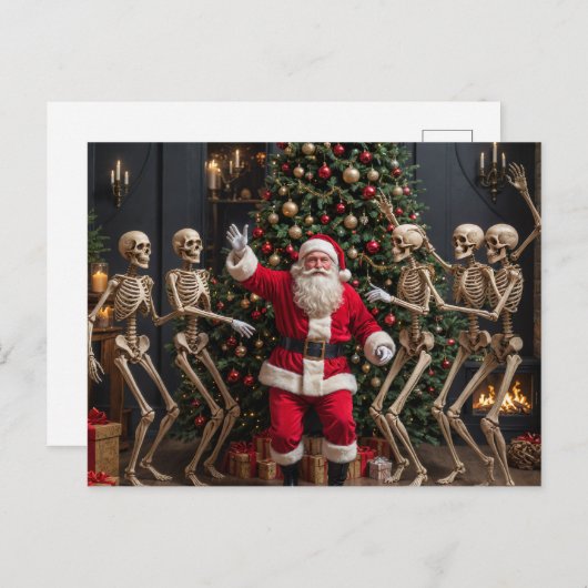 Carte Postale Père Noël et les sketons dansants (Devant / Derrière)