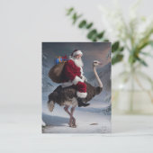 Carte Postale Père Noël et Ostrich (Debout devant)