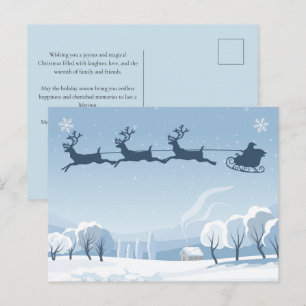 Carte Postale Père Noël et Renne Hiver Noël