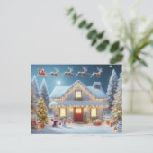 Carte Postale Père Noël et rennes (Debout devant)