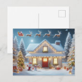 Carte Postale Père Noël et rennes (Devant / Derrière)