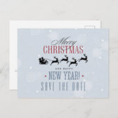 Carte Postale Père Noël et son Reindeer Noël Sauvez la date (Devant / Derrière)