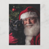 Carte Postale Père Noël et un chat noir (Devant)