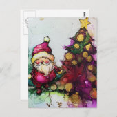 Carte Postale Père Noël et une encre d'alcool d'arbre de Noël (Devant / Derrière)