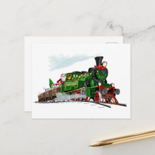 Carte Postale Père Noël express en dessin animé