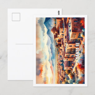 Carte Postale Père Noël Fe Nouveau Mexique USA Fameux Place aqua