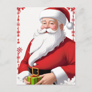 Carte Postale Père Noël festif avec sapin de Noël