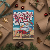 Carte Postale Père Noël festive se détendre par les vagues