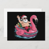 Carte Postale Père Noël Flamant rose Floatie Noël En Juillet Été (Devant / Derrière)