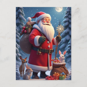 Carte Postale ❄️ Père Noël Flocon de neige Joie 🎄 Fête d'hiver