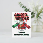 Carte Postale Père Noël Gangsta Wrapper Noël (Debout devant)