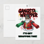 Carte Postale Père Noël Gangsta Wrapper Noël (Devant / Derrière)
