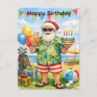Père Noël golfeur chapeau tenant gâteau d'annivers
