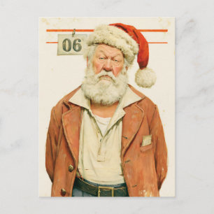 Carte Postale Père Noël grincheux photo d'identité de Noël