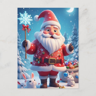 Carte Postale ❄️ Père Noël Hiver Flocon Lumineux 🎄 Festif